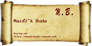 Mazák Buda névjegykártya